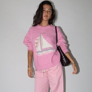⛵️Bailey Rose Pink Sailboat Sweater S